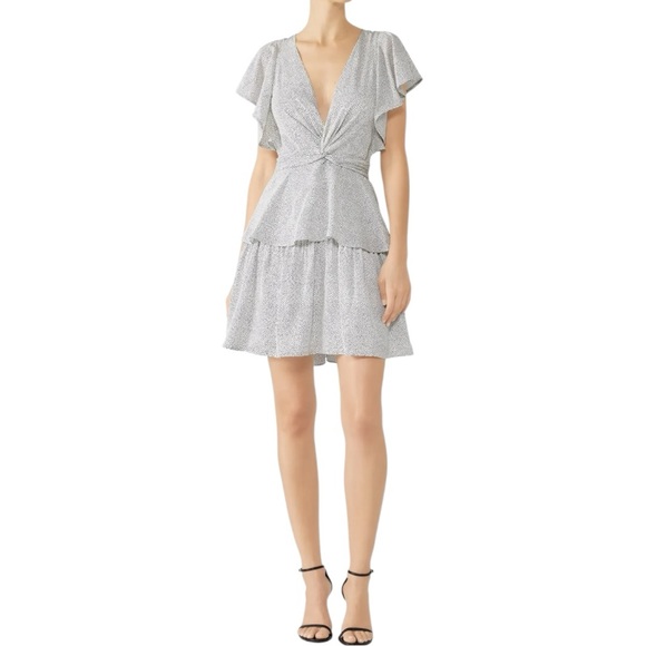A.L.C. Viera Mini Dress in Rimini Dot Print size 6 Silk Short Flutter Sleeves - Picture 1 of 15